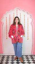 Load image into Gallery viewer, Velvet Kimono - peachy pink bird of paradise