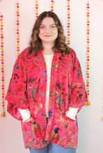 Load image into Gallery viewer, Velvet Kimono - peachy pink bird of paradise