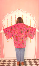Load image into Gallery viewer, Velvet Kimono - peachy pink bird of paradise