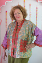 Load image into Gallery viewer, Sari Silk Reversible Coatigan - apricot