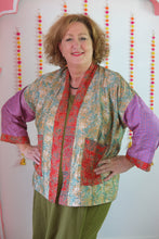 Load image into Gallery viewer, Sari Silk Reversible Coatigan - apricot