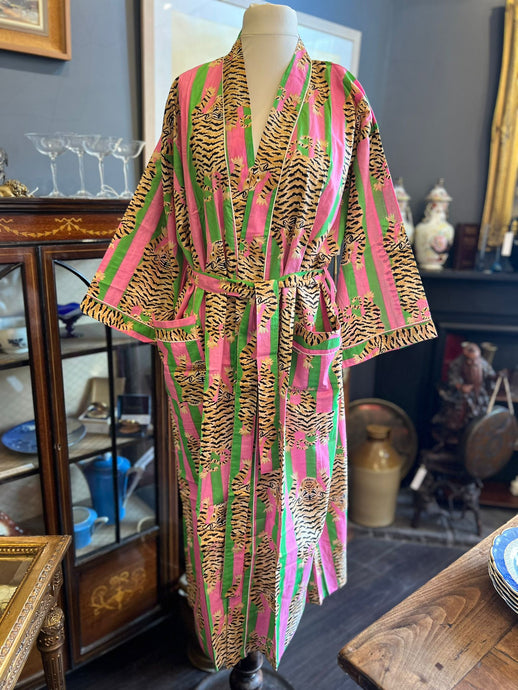 Kimono dressing gown -green /pink