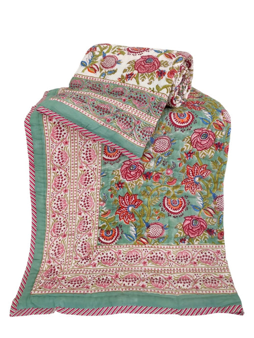 Hand Stitched cotton quilt - Large double