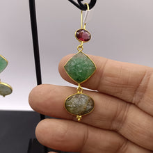Load image into Gallery viewer, Garnet, aventurine &amp; moss agate earrings