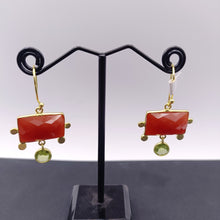 Load image into Gallery viewer, Carnelian &amp; peridot earrings