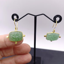Load image into Gallery viewer, Hand carved Aventurine earrings