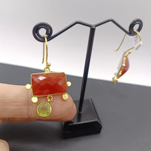 Load image into Gallery viewer, Carnelian &amp; peridot earrings