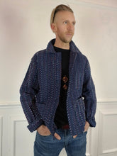 Load image into Gallery viewer, Kantha Workwear jacket - Navy multicolour thread.