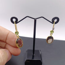 Load image into Gallery viewer, Smokey quartz and peridot earrings