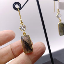 Load image into Gallery viewer, Green amethyst &amp; labradorite drop earrings