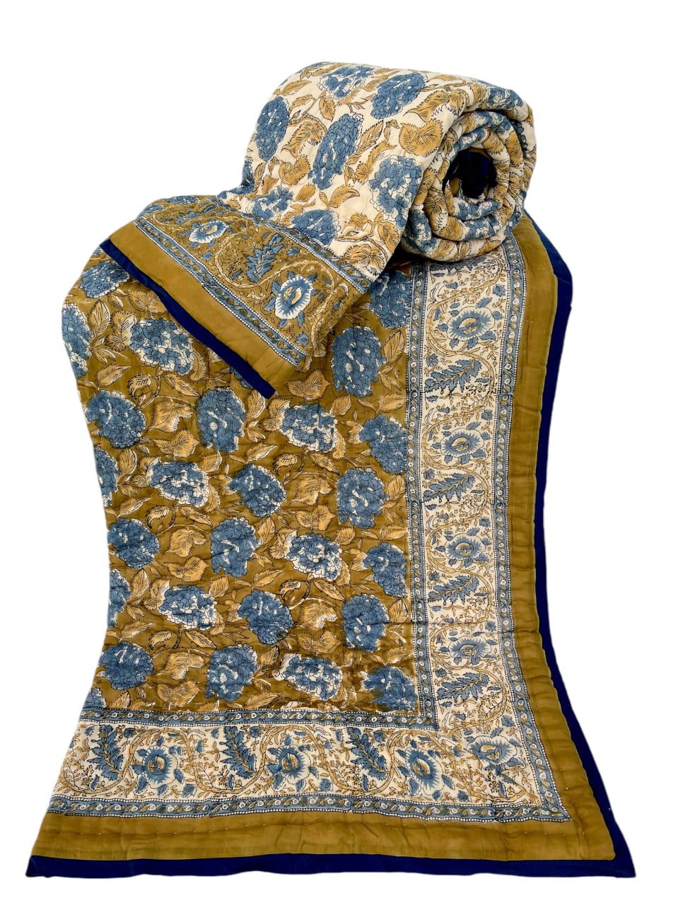 Hand stitched cotton quilt - Large double
