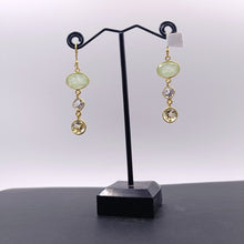 Load image into Gallery viewer, Prehnite, pink Amethyst &amp; Citrine earrings