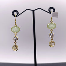 Load image into Gallery viewer, Prehnite, pink Amethyst &amp; Citrine earrings