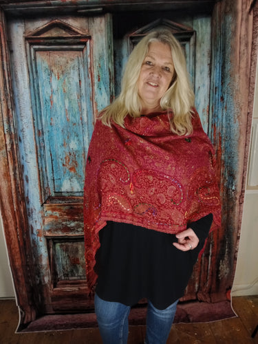 Boiled wool shawl