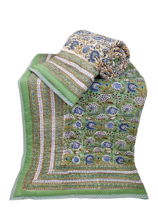Hand stitched cotton quilt - Large double