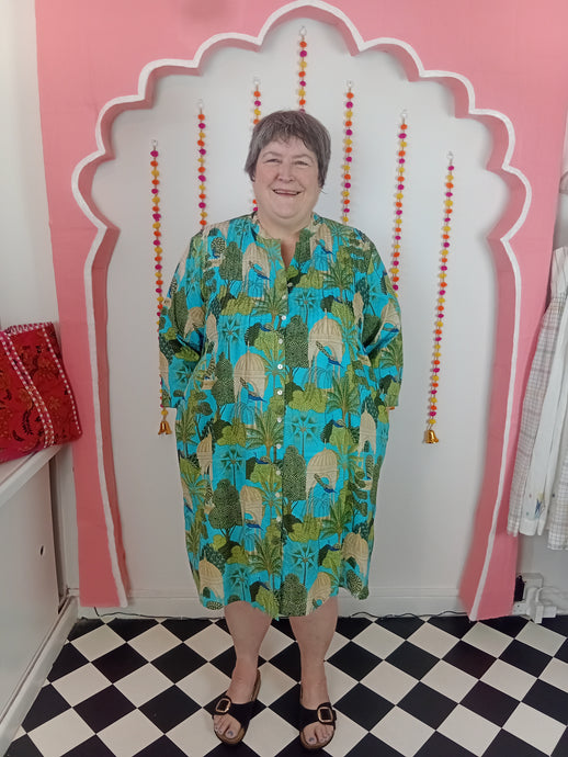 Langston shirt dress turquoise