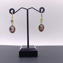 Load image into Gallery viewer, Smokey quartz and peridot earrings