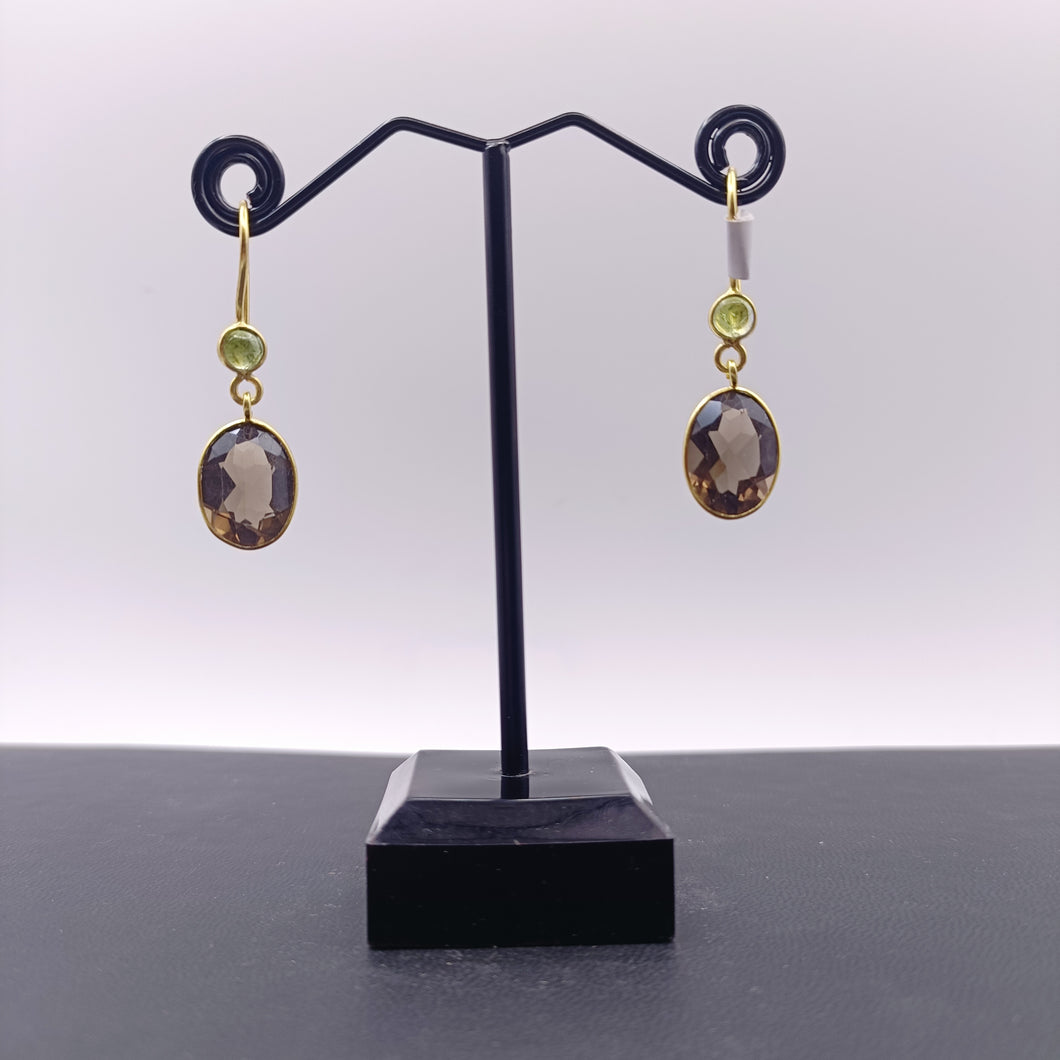 Smokey quartz and peridot earrings