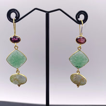 Load image into Gallery viewer, Garnet, aventurine &amp; moss agate earrings