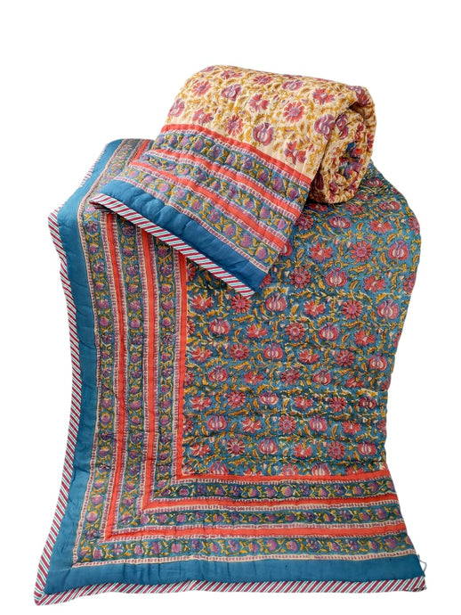 Hand Stitched cotton quilt - large double
