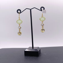 Load image into Gallery viewer, Prehnite, pink Amethyst &amp; Citrine earrings
