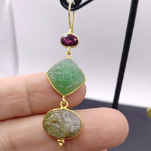 Load image into Gallery viewer, Garnet, aventurine &amp; moss agate earrings
