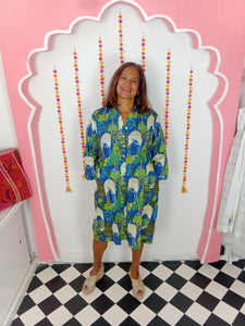 Langston shirt dress electric blue