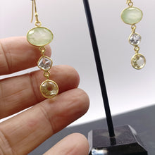 Load image into Gallery viewer, Prehnite, pink Amethyst &amp; Citrine earrings