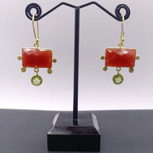 Load image into Gallery viewer, Carnelian &amp; peridot earrings