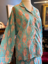 Load image into Gallery viewer, Bagru tiger pj set - turquoise