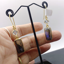 Load image into Gallery viewer, Green amethyst &amp; labradorite drop earrings