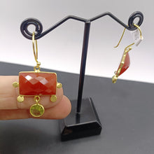 Load image into Gallery viewer, Carnelian &amp; peridot earrings