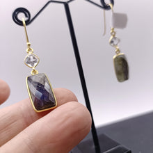 Load image into Gallery viewer, Green amethyst &amp; labradorite drop earrings