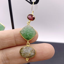 Load image into Gallery viewer, Garnet, aventurine &amp; moss agate earrings