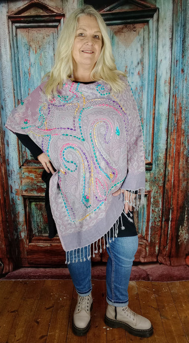 Boiled wool poncho