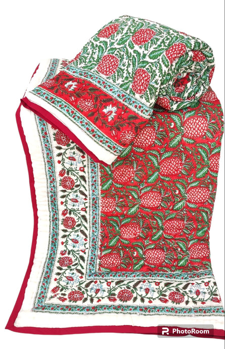Hand stitched cotton quilt - large double