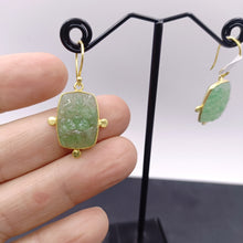 Load image into Gallery viewer, Hand carved Aventurine earrings