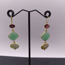 Load image into Gallery viewer, Garnet, aventurine &amp; moss agate earrings