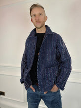 Load image into Gallery viewer, Kantha Workwear jacket - Navy multicolour thread.