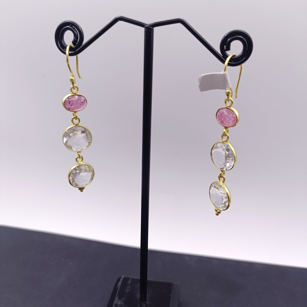 Rose quartz & pink amethyst earrings