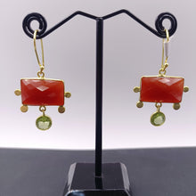 Load image into Gallery viewer, Carnelian &amp; peridot earrings