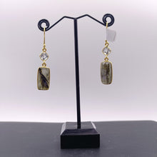 Load image into Gallery viewer, Green amethyst &amp; labradorite drop earrings