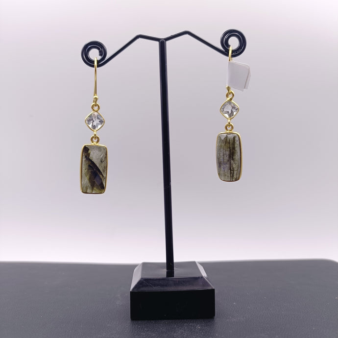 Green amethyst & labradorite drop earrings