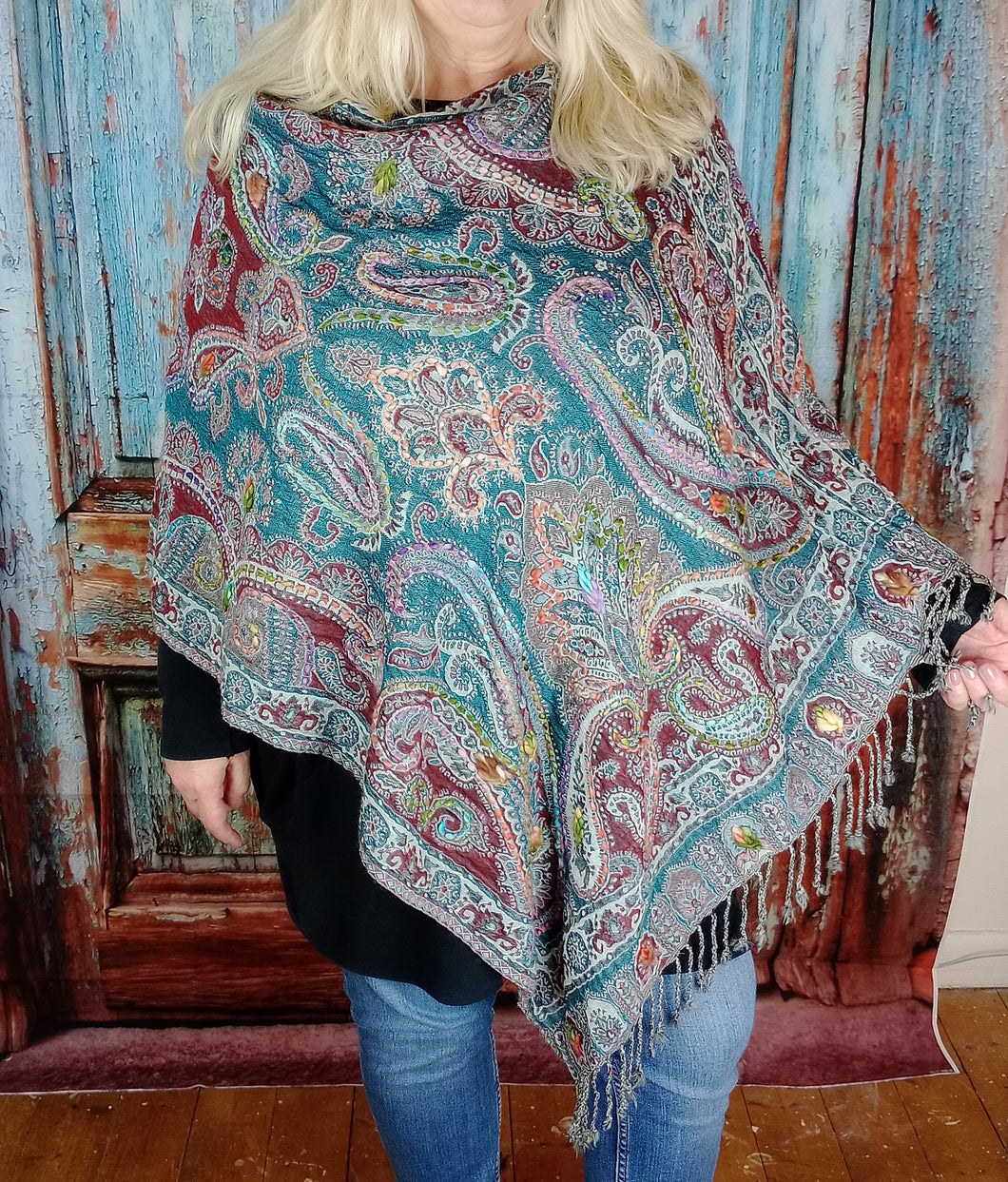 Boiled wool poncho