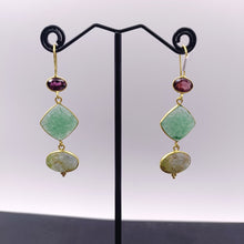 Load image into Gallery viewer, Garnet, aventurine &amp; moss agate earrings