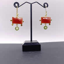 Load image into Gallery viewer, Carnelian &amp; peridot earrings
