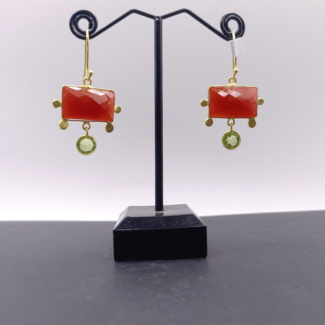 Carnelian & peridot earrings