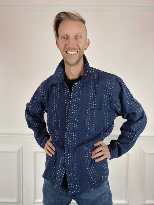 Kantha Workwear jacket - Indigo blue