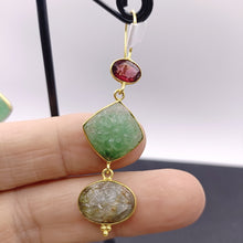 Load image into Gallery viewer, Garnet, aventurine &amp; moss agate earrings